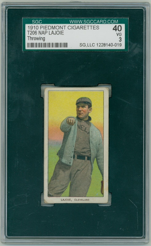 Vintage Cards - T206 Nap Lajoie throwing SGC 40 VG 3