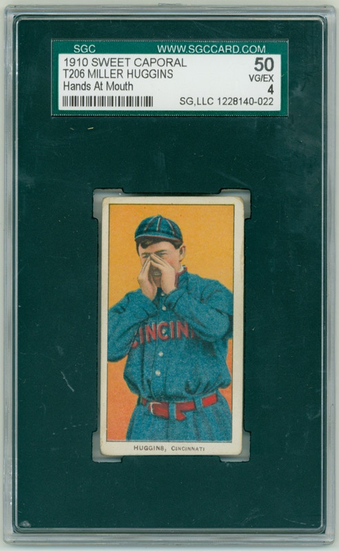 - T206 Miller Huggins Hands At Mouth SGC 50 VG/EX 4