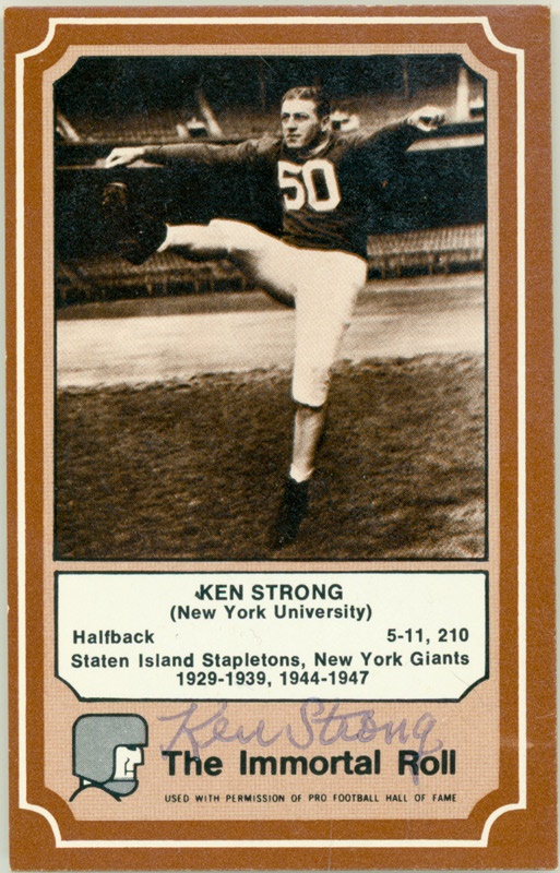 Ken Strong Autographed HOF Trading Card