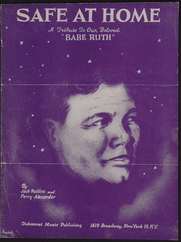 - 1948 Babe Ruth "Safe at Home" Original Sheet Music
