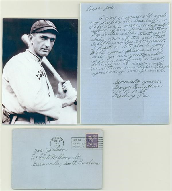 - Shoeless Joe Jackson Fan Mail Letter from 1950's