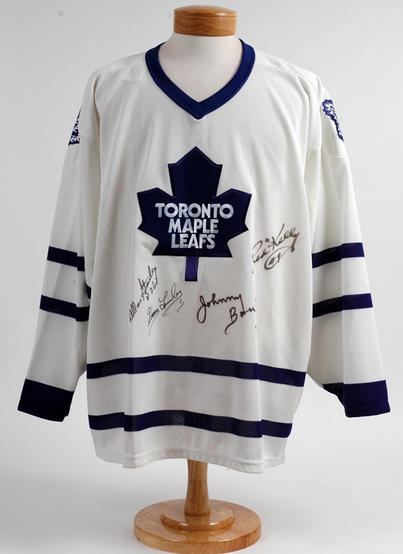 Toronto Maple Leafs HOFers signed Jersey with Lumley/Stanley/Kelly/Bower