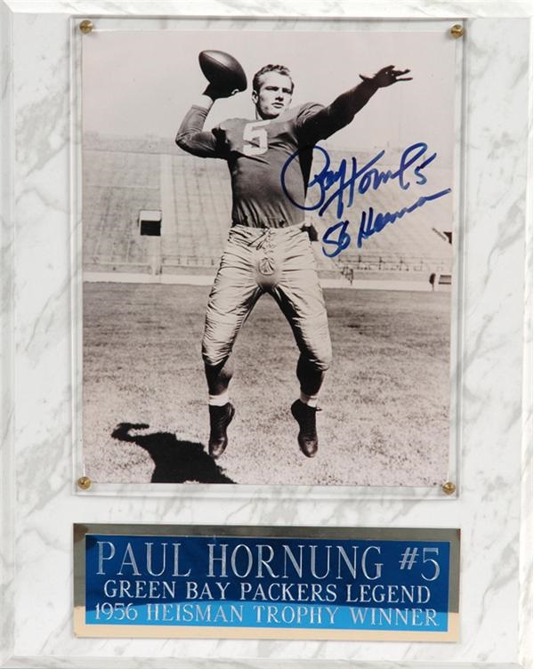 Football - Paul Hornung Signed Photo Plaque