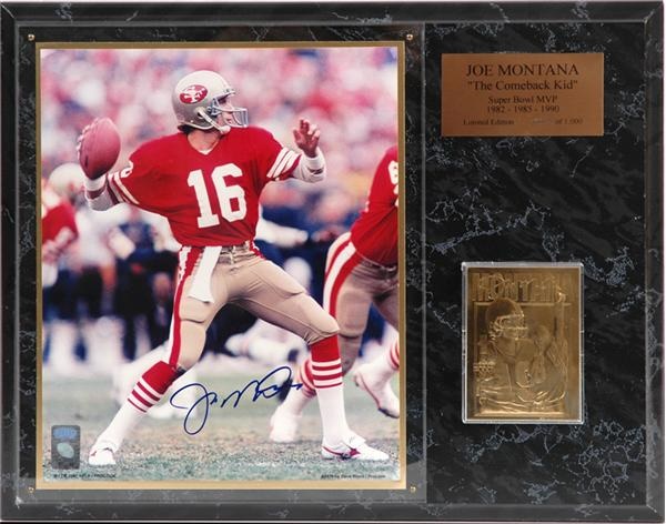 Joe Montana Signed Limited Edition Photo Plaque