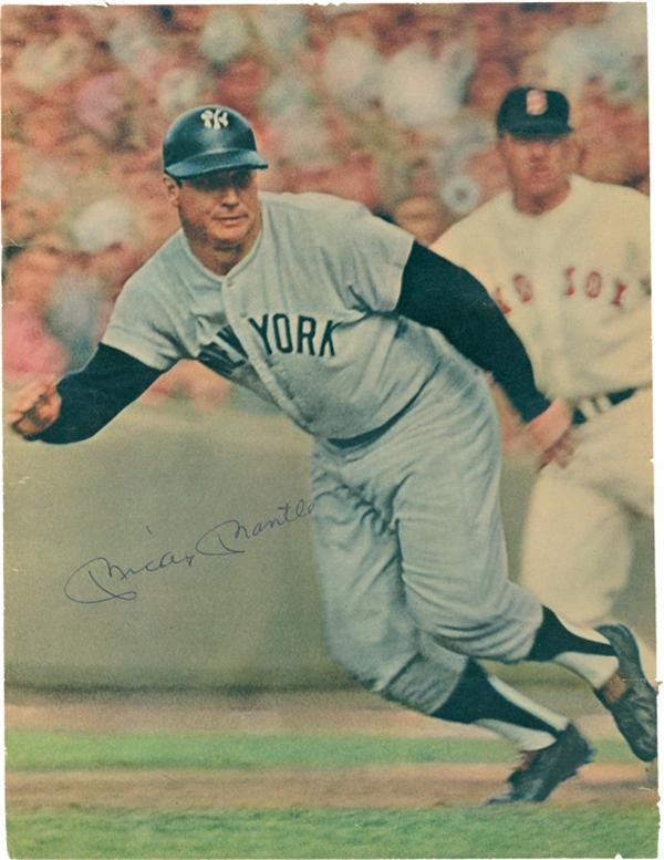 Autographs - Mickey Mantle Vintage 1960s Signed Base Running Photo