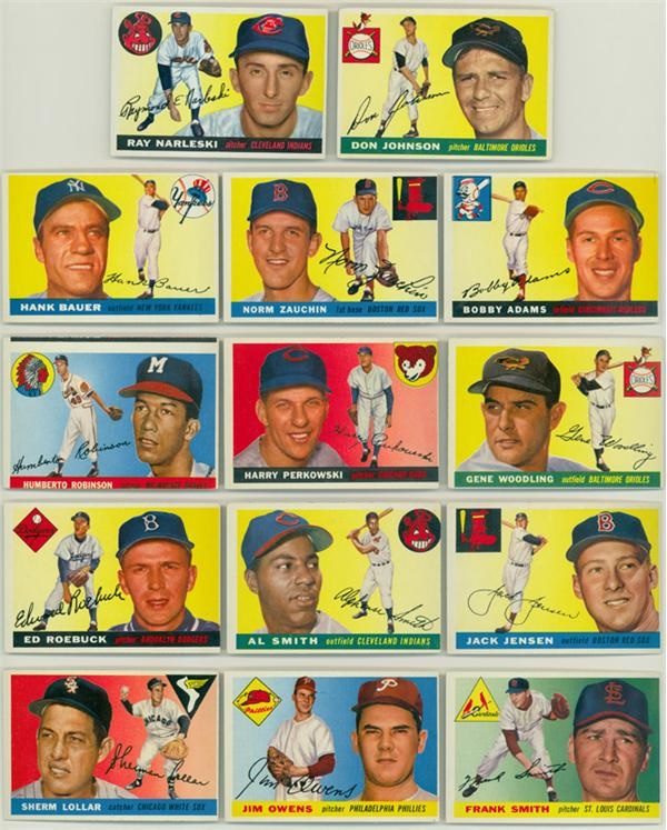 - Collection of 14 1955 Topps Semi Hi and Hi #ed Cards