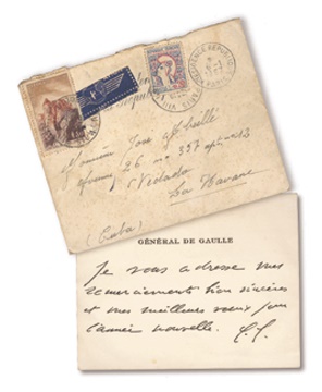 Historical - 1967 President Charles DeGaulle Handwritten Note