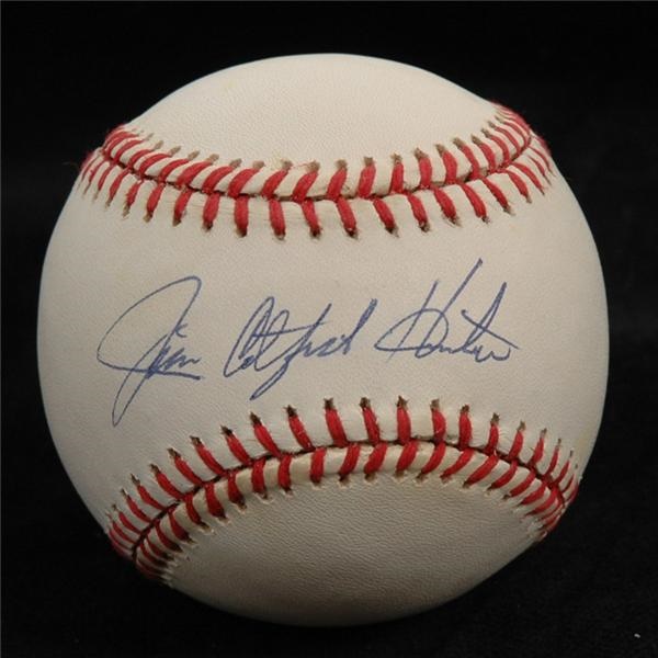 Autographs - Catfish Hunter Single Signed Baseball