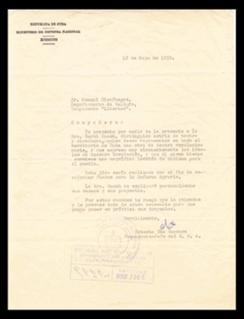 Cuban Sports Memorabilia - 1959 Che Guevara Signed Letter