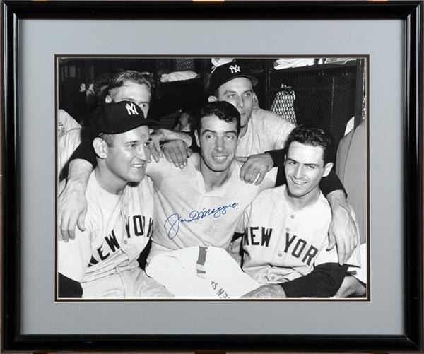 Joe DiMaggio Autographed 16x20" Black And White Framed Photograph