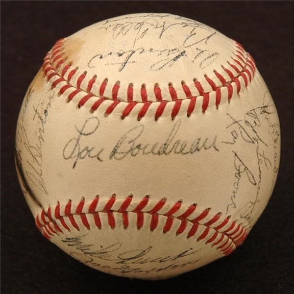 1950 Cleveland Indians Team Signed Baseball With Al Simmons