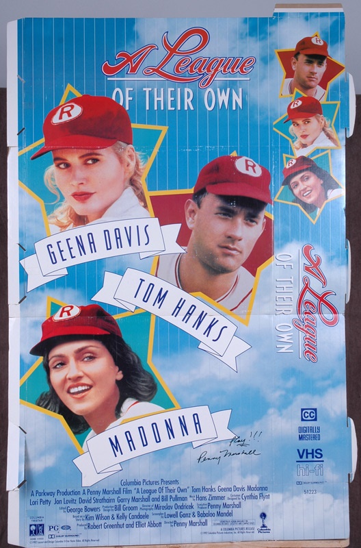 Sports Autographs - Penny Marshall Signed "League of Their Own" Video Store Cardboard Display