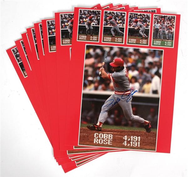 Pete Rose Signed Career Poster-Card Collection (10)