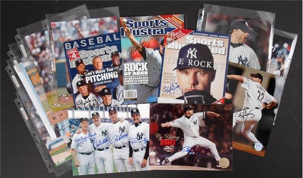 Yankees Signed Photos And Magazine Collection Of 25 w/Roger Clemens