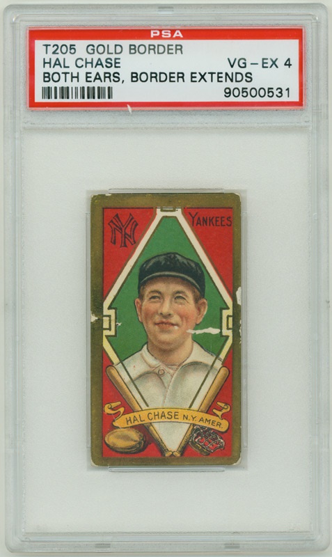 T205 Hal Chase Both Ears, Border Extends PSA 4 VG-EX