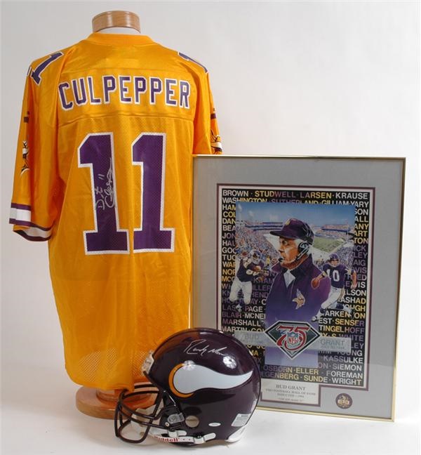 - Signed Vikings Memorabilia Collection (3) w/ Moss