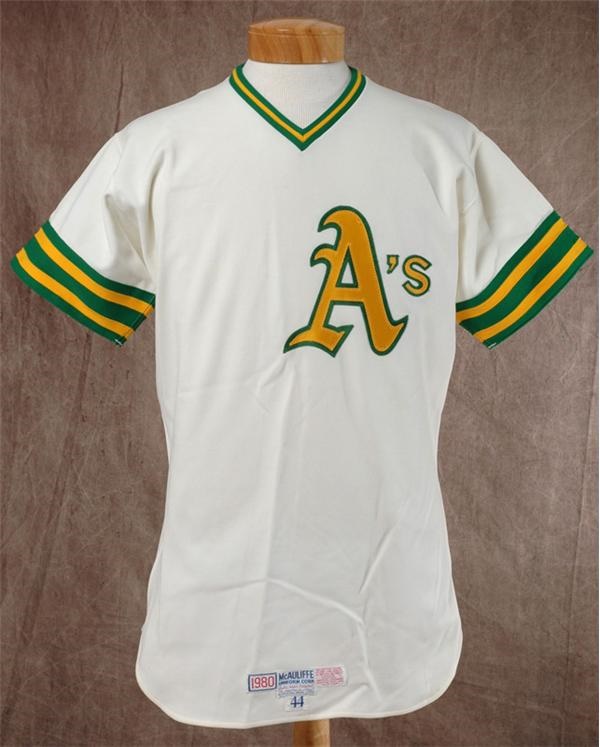 1980s Oakland A's Athletics #59 Game Used Green Jersey Batting