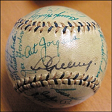 Lou Gehrig - 1938 New York Yankees Team Signed Baseball