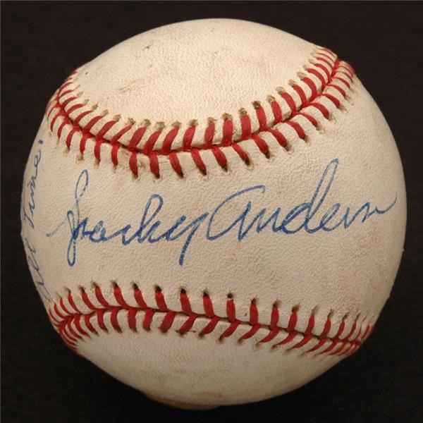 - Sparky Anderson Game Used 2158th Managerial Win Signed Baseball