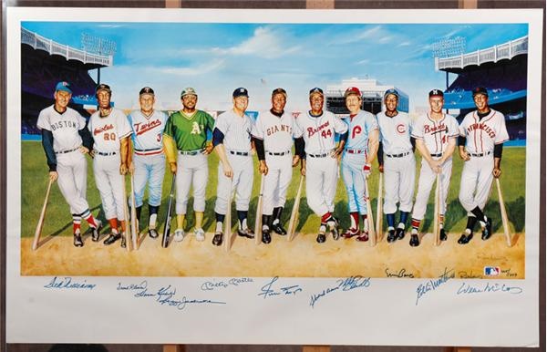 Best of the Best - 500 HR Club Autographed Poster With Mantle And Williams