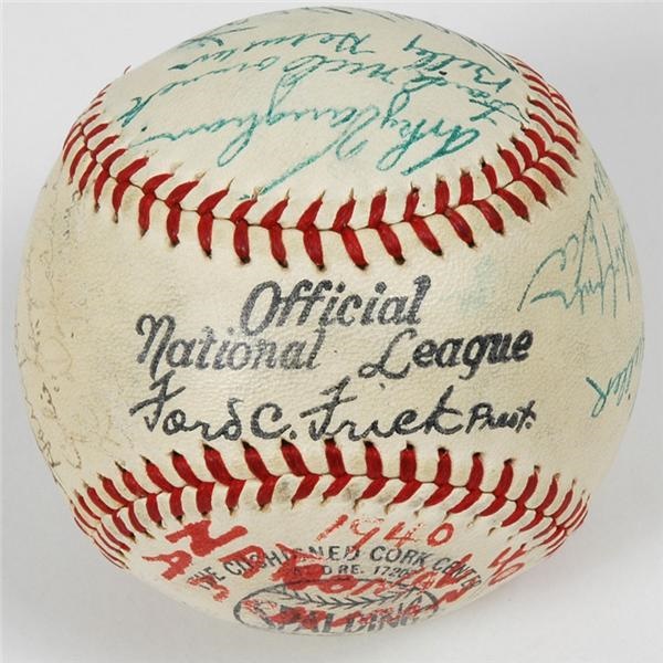 1940 NL All-Star Team Signed Baseball w/Ott & Vaughan