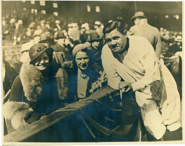 Vintage 13" x 10" Babe Ruth Photo With His Family