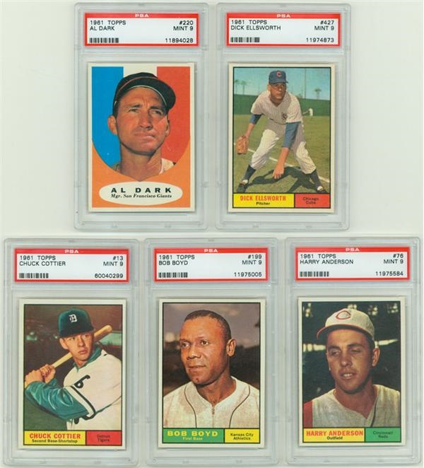 Cards - 1961 Topps Baseball PSA 9 Collection (5)