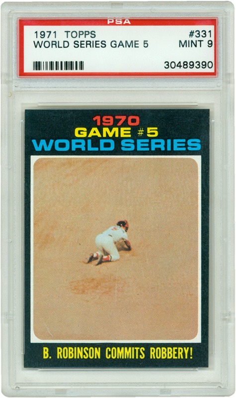 Cards - 1971 Topps #331 World Series Game 5 Brooks Robinson PSA 9