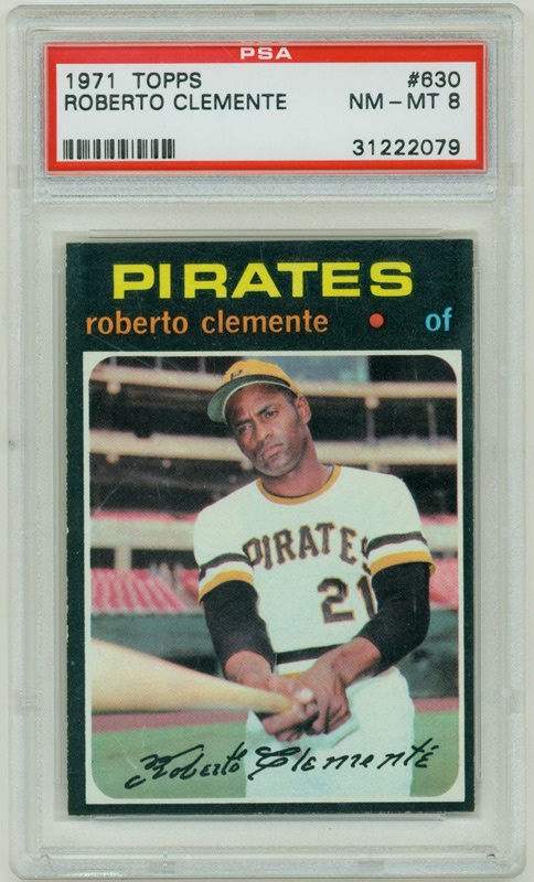 Cards - 1971 Topps #630 Roberto Clemente PSA 8