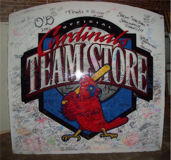 St. Louis Cardinals Team Store Sign Covered in Farewell Grafitti.