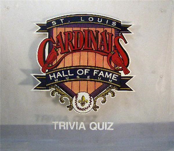 Stadium Artifacts - Cardinals HOF Museum Trivia Quiz Sign