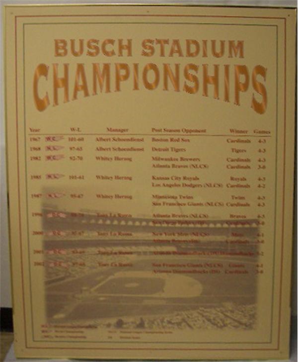 Stadium Artifacts - Busch Stadium Championships Artwork