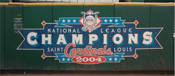 On The Field - Cardinals “National League Champions”/”2004 National League Champions”  Signs From Left Field Wall