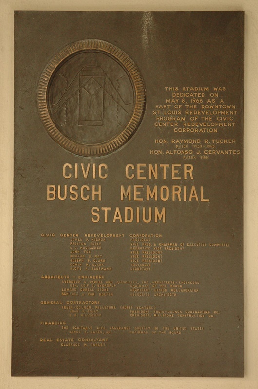 The Facade - Dedication Plaque from  Outside Busch Stadium