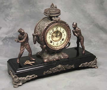 19th Century Baseball - Spectacular 1880's Buck Ewing & John Montgomery Ward Baseball Clock