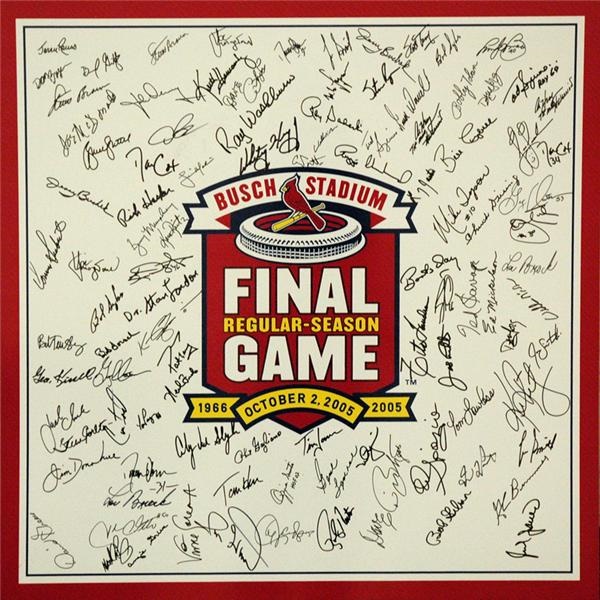 Signs Of The Times - Busch Stadium Final Regular Season  Game Board - Player Signed