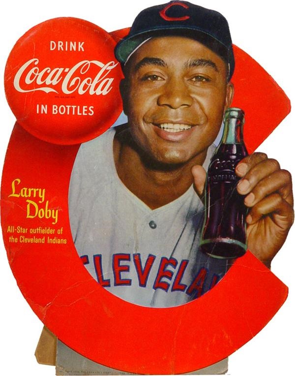Baseball Memorabilia - Larry Doby Coke Cardboard Advertising Piece