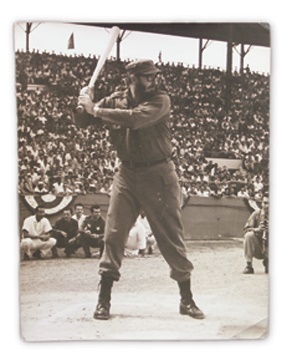 Cuban Sports Memorabilia - Spectacular Fidel Castro Baseball Photograph