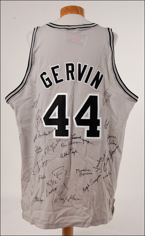 George Gervin Multi-Signed Mitchell & Ness Spurs Jersey (24 Signatures  w/Gervin & Dr. J)