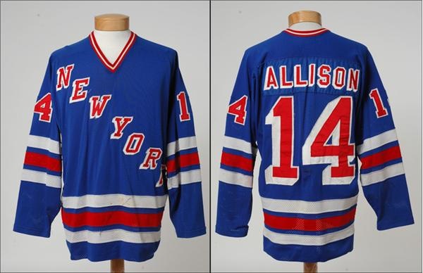 Hockey Sweaters - 1980-81 Mike Allison Game Worn 
New York Rangers Jersey