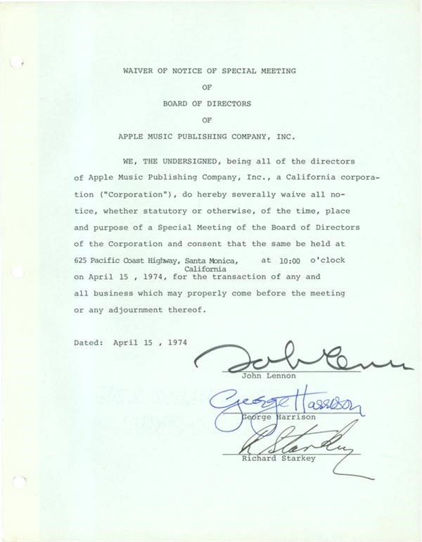 - Beatles Autographed Document