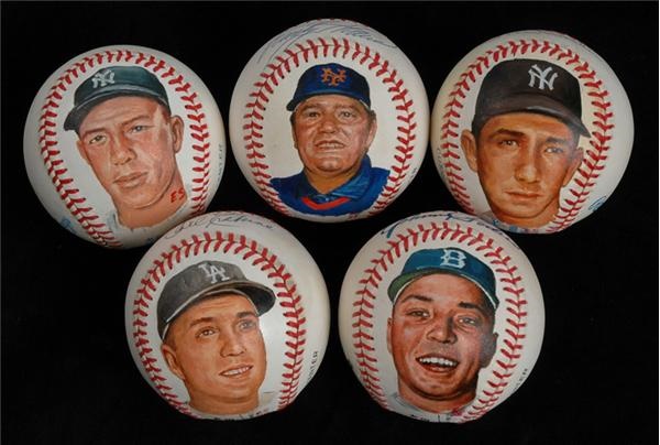 Baseball Autographs - Collection of Single Signed Baseballs 
      Hand Painted by Erwin Sadler (28)