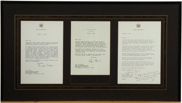 Historical - Reagan, Bush And Ford Signed Letters To Jim Murray
