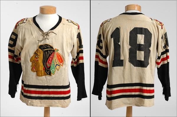 Hockey Sweaters - Circa 1961-62 Chico Maki Game Worn Black Hawks Jersey