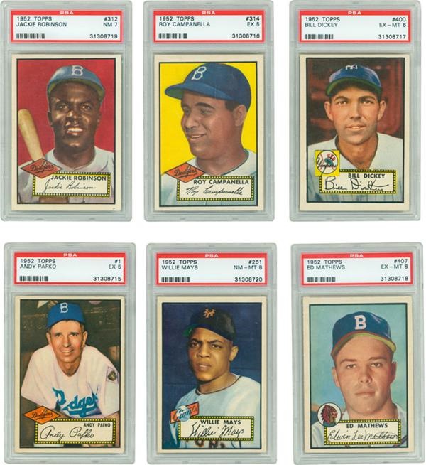 Baseball and Trading Cards - High Grade 1952 Topps Baseball Set (Less Mantle) With PSA Graded Stars
