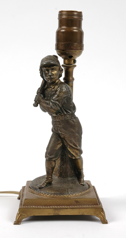 19th Century Baseball - 1876 “Hartford Club” Lamp With Baseball Figure