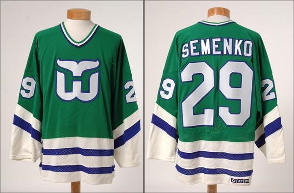 Hockey Sweaters - 1986-87 Dave Semenko Game-Worn Hartford Whalers Jersey