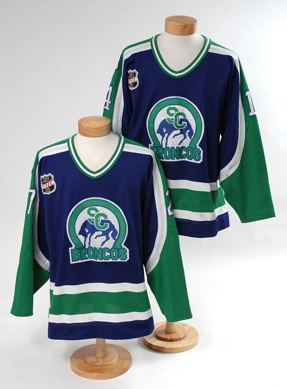 Hockey Sweaters - 1991-92 Swift Current Broncos Game Worn Jerseys (2)