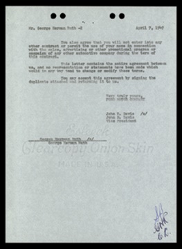 Babe Ruth - 1947 Babe Ruth Initialed Contract Page