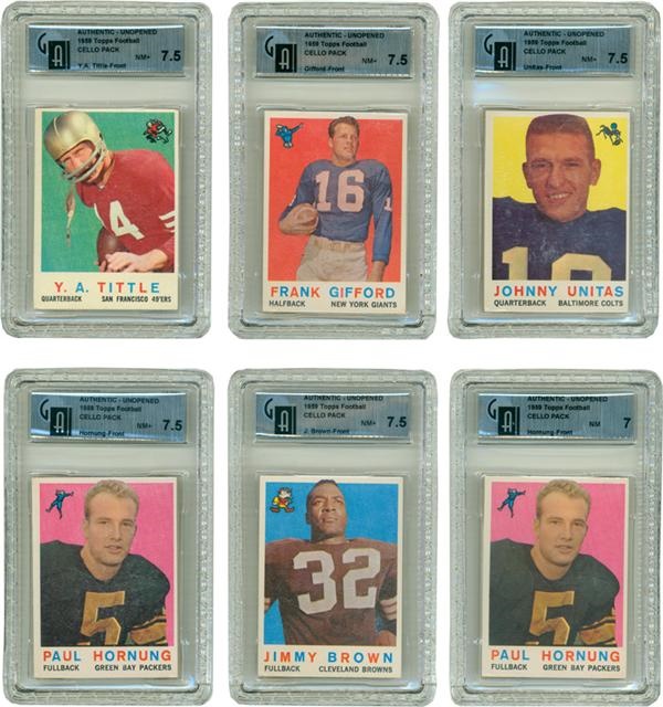 Fourteen 1959 Topps Football Cello Packs Graded By GAI